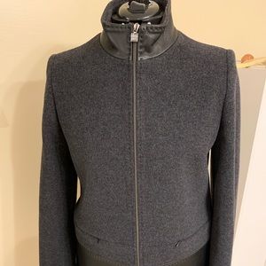 Cinzia Rocca Wool Cashmere and Leather Zippered Jacket Size 10